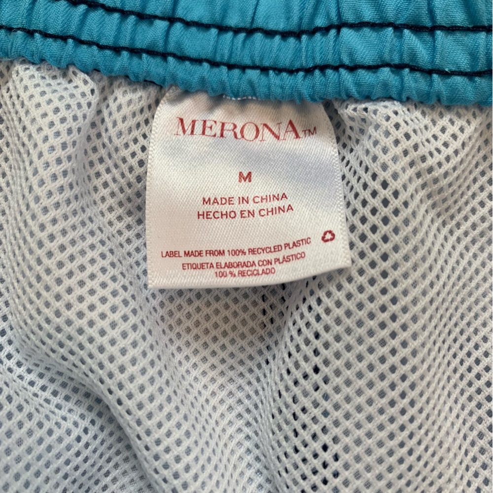 Merona Navy Blue Striped Stretch Swim Trunks Men’s M - Picture 7 of 8